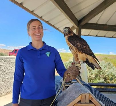 Learning about raptors at Morley Nelson Snake River Birds of Prey NCA, Boise ID.