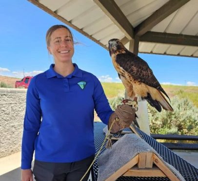 Learning about raptors at Morley Nelson Snake River Birds of Prey NCA, Boise ID.